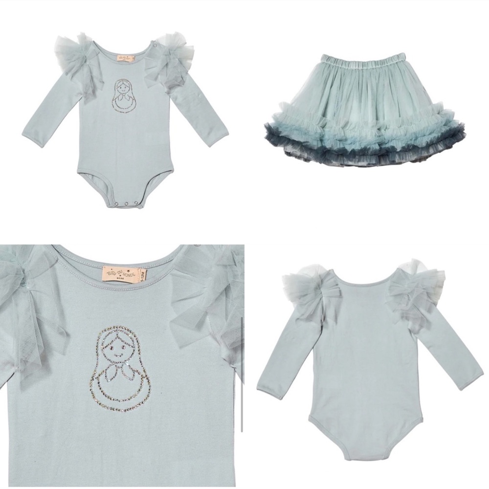 TUTU DU MONDE | Bébé Doll Face Onesie + Misty Skirt Set BLUE
